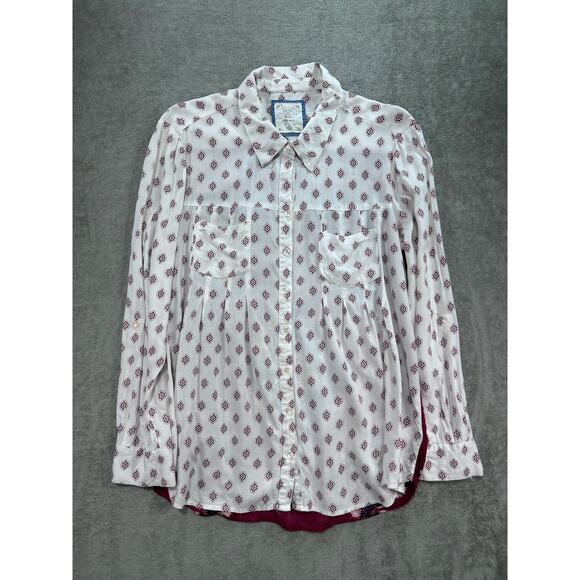 Style&Co Geometric Long Sleeve Button-Up Shirt Multicolor Womens Medium Western - Picture 1 of 8